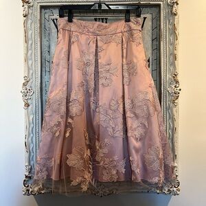 Eliza J Blush Floral Lace A-Line Skirt